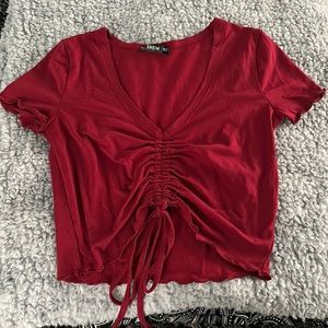 Red Front-Tie Crop Top